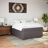 vidaXL Box spring postelja z vzmetnico siva 140x190 cm umetno usnje | Shoptok.si