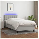  Box spring postelja z vzmetnico LED svetlo siva 90x200 cm blago | Shoptok.si