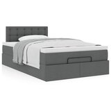 vidaXL Otomanski posteljni okvir z vzmetnico siv 120x200 cm blago | Shoptok.si