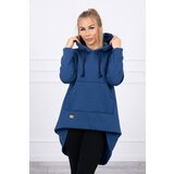 Kesi Padded sweatshirt with a long back and a hood in navy blue Cene