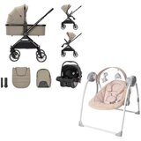 Lorelli Kolica za bebe 3u1 Reya Braon + Ljuljaška za bebe Portofino, Roze Cene