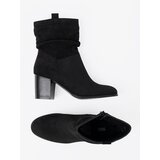 Shelvt Black suede ankle boots with a ruffled upper | Shoptok.si