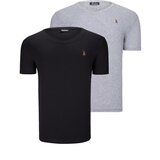 Dewberry DUAL SET T8568 V-NECK MENS T-SHIRT-BLACK-GREY Cijene