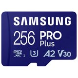 Samsung microsd 256GB, pro plus, sdxc, uhs-i U3 V30 A2, read up to 180MB/s, write up to 130 mb/s, for 4K and fullhd video recording, w/sd adapter | ePonuda.com