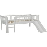 Vipack Bijeli podignuti dječji krevet od punog hrasta s toboganom s podnicom 90x200 cm Forrest – | shoptok.hr