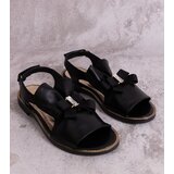 Karino Black sandals with a bow and rhinestone | Shoptok.si