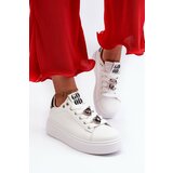 Kesi Women's Platform Sneakers with Heart Pins, White Azamia Cene