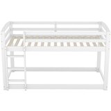 Lumor Pogradna postelja iz borovega lesa z zaščito pred padcem + lestev - 90x200cm - bela, (22068364) Cene