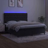  Box spring s madracem LED crni 160x200 cm baršun | shoptok.hr