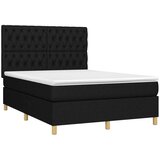  Box spring postelja z vzmetnico črna 140x200 cm blago, (20896299) | Shoptok.si