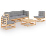  Vrtna sedežna garnitura 6-delna z blazinami trdna borovina, (20597916) | Shoptok.si