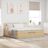  Otomanski krevet s madracem krem 160x200 cm od tkanine Slike