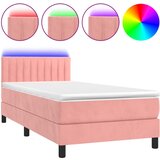Maison Chic Box spring postelja - Vzmetna postelja z vzmetnico LED roza 100x200 cm žamet SL15710, (21896108) Cene