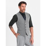 Ombre Elegant men's SLIM FIT herringbone vest - grey | Shoptok.si