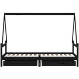  Okvir za dječji krevet s ladicama crni 90 x 200 cm od borovine | shoptok.hr