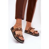 Boto Women's leopard print platform sandals with straps and buckles brown Ziferte | Shoptok.si