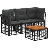  Set vanjskih sofa 4 pcs Crna i tamno siva Poliester - Crna sa stolom | shoptok.hr