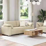  Set Kauča od 2 Dijela s Jastucima Krem Tkanina | shoptok.hr