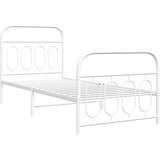  Metalni okvir kreveta uzglavlje i podnožje bijeli 90 x 200 cm | shoptok.hr