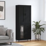 vidaXL Visoka komoda črna 69,5x34x180 cm inženirski les | Shoptok.si