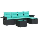 vidaXL Vrtna garnitura - 6-dijelni set vrtnih sofa s jastucima crni od poliratana - Crna sa spremištem 5 | shoptok.hr