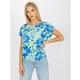 Fashion Hunters Loose blue and yellow blouse with RUE PARIS print Cene