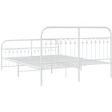  Metalni okvir kreveta uzglavlje i podnožje bijeli 150 x 200 cm | shoptok.hr
