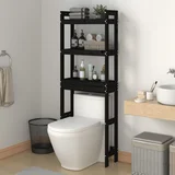 Stalak za kupaonicu crni 63 x 26 x 171 cm od masivne borovine