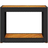 vidaXL Vrtna miza z leseno mizno ploščo črna 100x40x75 cm poli ratan | Shoptok.si