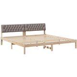 vidaXL Kovinska posteljna konstrukcija Rjava in taupe 200 x 200 cm, (5000084804) | Shoptok.si