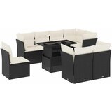  9-dijelni set vrtnih sofa s jastucima crni od poliratana Crna 100 x 55 x 73 cm | Shoptok.si