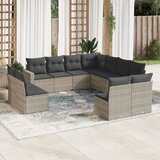 vidaXL 11-dijelni set vrtnih sofa poliratan s jastucima svijetlosivi Cijene