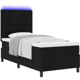 vidaXL Postelja z vzmetnico & LED Črna 100x200 cm Tkanina | Shoptok.si