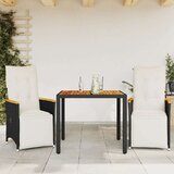 vidaXL 3-dijelni vrtni bistro set od poliratana s jastucima crni | shoptok.hr
