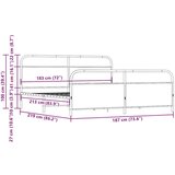 Metalni Kovinski posteljni okvir brez vzmetnice sonoma hrast 183x213 cm, (21607817) | Shoptok.si