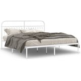 Maison Chic Kovinski Posteljni okvir - Dvoposteljna postelja - Zakonska postelja z vzglavjem bel 183x203 cm, (21693181) | Shoptok.si