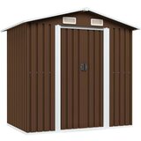 vidaXL Vrtna skladiščna lopa rjava 204x132x186 cm jeklena | Shoptok.si