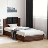  Posteljni okvir z vzglavjem in LED rjavi hrast 100x200 cm | Shoptok.si