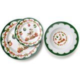 Mondex Komplet porcelanastih krožnikov Santa Lila 22x19x27 bela zelena 3 kosi, (5000349969) | Shoptok.si
