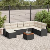 vidaXL set od 9 komada vrtnih sofa s jastučićima crna poli ratan akacija Cijene