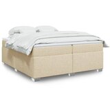 vidaXL Box spring postelja z vzmetnico krem 200x200 cm blago Cene