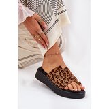Boto Women's Platform Sandals With Low Wedge And Decorative Detail Leopard Print Brown Saqesse | shoptok.hr