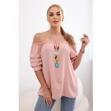 Kesi Spanish blouse with decorative sleeves powder pink Cijene