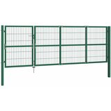  Vrtna vrata za ogradu sa stupovima 350x120 cm čelična zelena | shoptok.hr