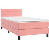 vidaXL Box spring postelja z vzmetnico LED roza 80x200 cm žamet, (20724422) | Shoptok.si