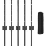 vidaXL stebrički ograje 5 kos U-kanal siva 40 cm jeklo, šesterokotna ograja siva 0.4x10 m jeklo | Shoptok.si