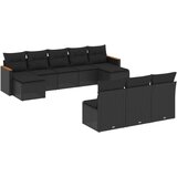 10-dijelni set vrtnih sofa s jastucima crni od poliratana | shoptok.hr