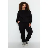 Trendyol Curve Black Thick Fleece Knitted Tracksuit Set