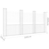 vidaXL Gabionska košara U-oblika s 4 stupa 380 x 20 x 200 cm željezna | shoptok.hr