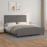 Maison Chic Posteljni okvir - Dvoposteljna postelja - Zakonska postelja z vzglavjem siv 180x200 cm umetno usnje-J6056, (21764780) | Shoptok.si